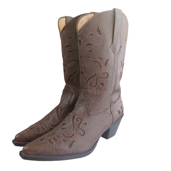 Roper Chloe Women's Cowboy Boots Brown Cut-Out Western Boots Size 9.5 - Picture 9 of 12